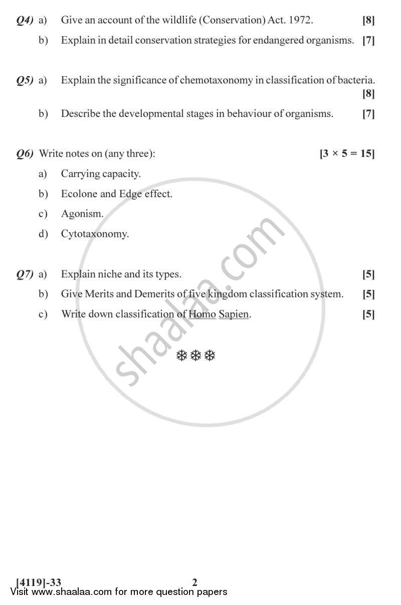 Biodiversity and Systematics 2012-2013 - B.Sc. - Semester 5 (TYBSc) - University of Pune question paper with PDF download