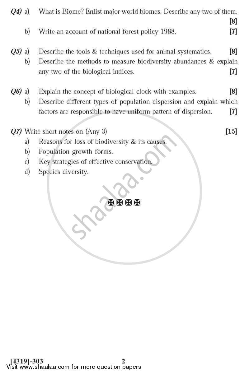 Biodiversity and Systematics 2013-2014 - B.Sc. - Semester 5 (TYBSc) - University of Pune question paper with PDF download