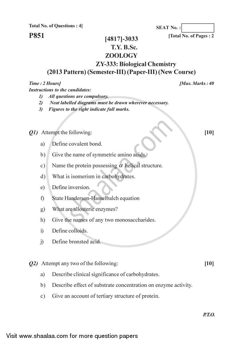Biological Chemistry 2015-2016 - B.Sc. - Semester 5 (TYBSc) - University of Pune question paper with PDF download