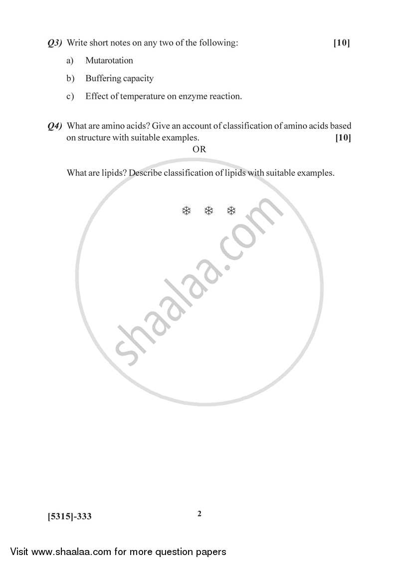 Biological Chemistry 2017-2018 - B.Sc. - Semester 5 (TYBSc) - University of Pune question paper with PDF download