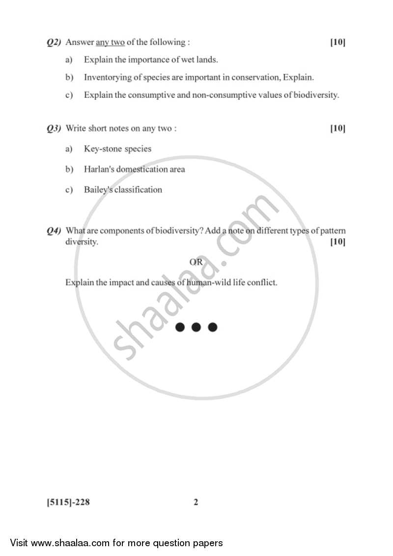 Biological Diversity and Its Conservation 2016-2017 - B.Sc. - Semester 4 (SYBSc) - University of Pune question paper with PDF download