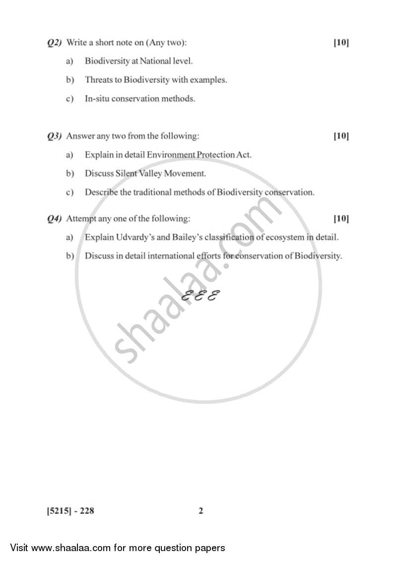 Biological Diversity and Its Conservation 2017-2018 - B.Sc. - Semester 4 (SYBSc) - University of Pune question paper with PDF download
