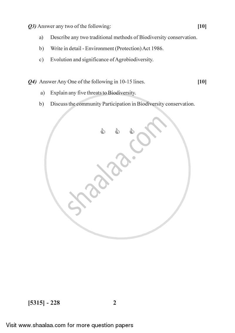 Biological Diversity and Its Conservation 2017-2018 - B.Sc. - Semester 4 (SYBSc) - University of Pune question paper with PDF download