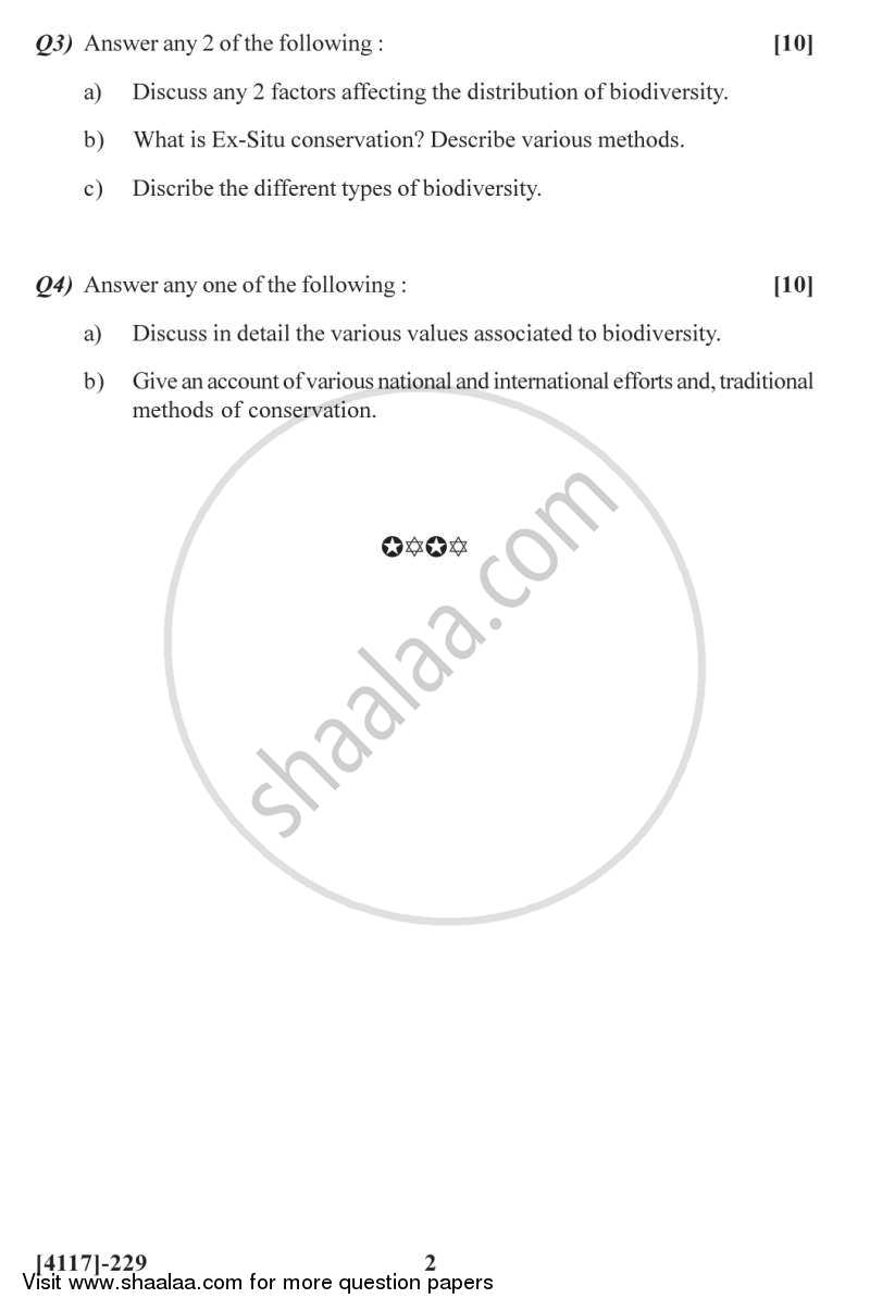 Biological Diversity 2012-2013 - B.Sc. - Semester 4 (SYBSc) - University of Pune question paper with PDF download