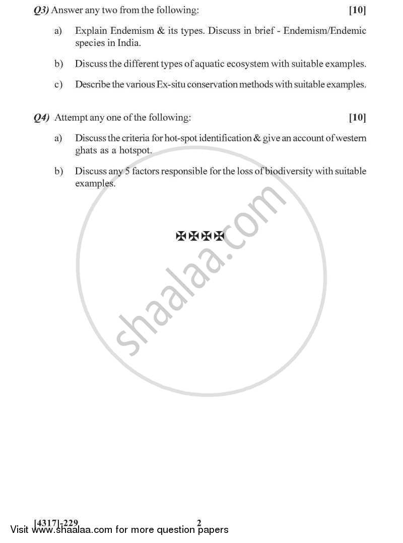 Biological Diversity 2013-2014 - B.Sc. - Semester 4 (SYBSc) - University of Pune question paper with PDF download