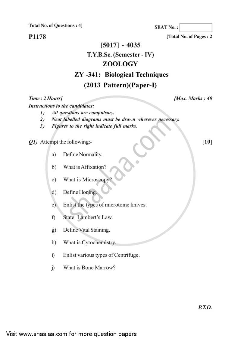 Biological Techniques 2016-2017 - B.Sc. - Semester 6 (TYBSc) - University of Pune question paper with PDF download