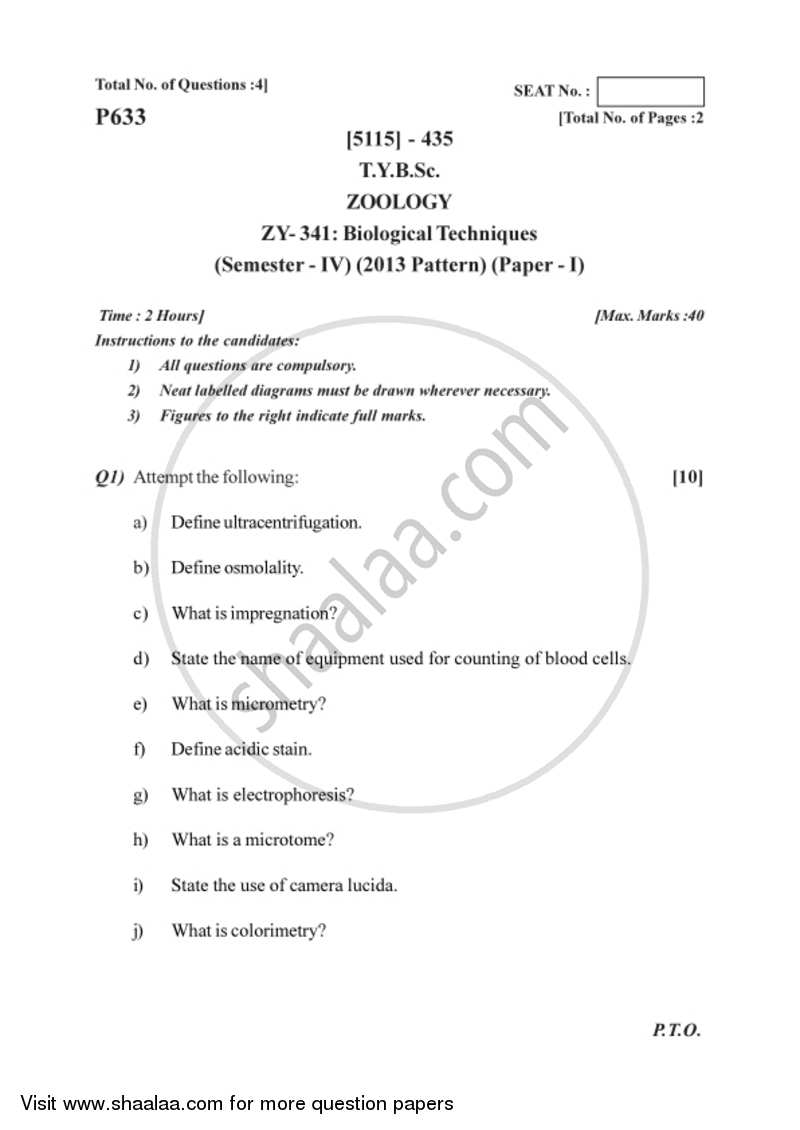 Biological Techniques 2016-2017 - B.Sc. - Semester 6 (TYBSc) - University of Pune question paper with PDF download