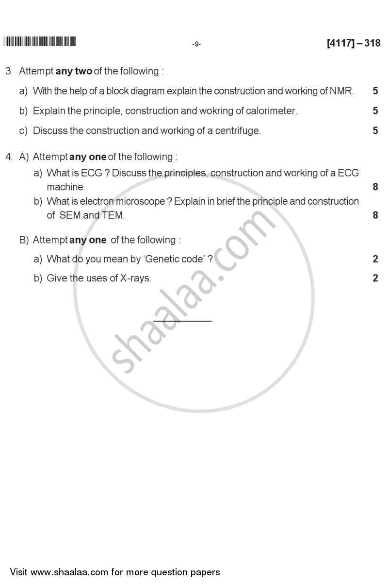 Biophysics 2012-2013 - B.Sc. - Semester 5 (TYBSc) - University of Pune question paper with PDF download