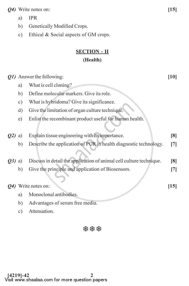 Biotechnology in Agriculture and Health 2012-2013 - B.Sc. - Semester 6 (TYBSc) - University of Pune question paper with PDF download