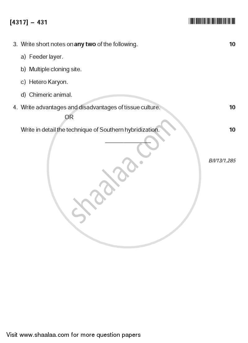 Biotechnology 2013-2014 - B.Sc. - Semester 6 (TYBSc) - University of Pune question paper with PDF download