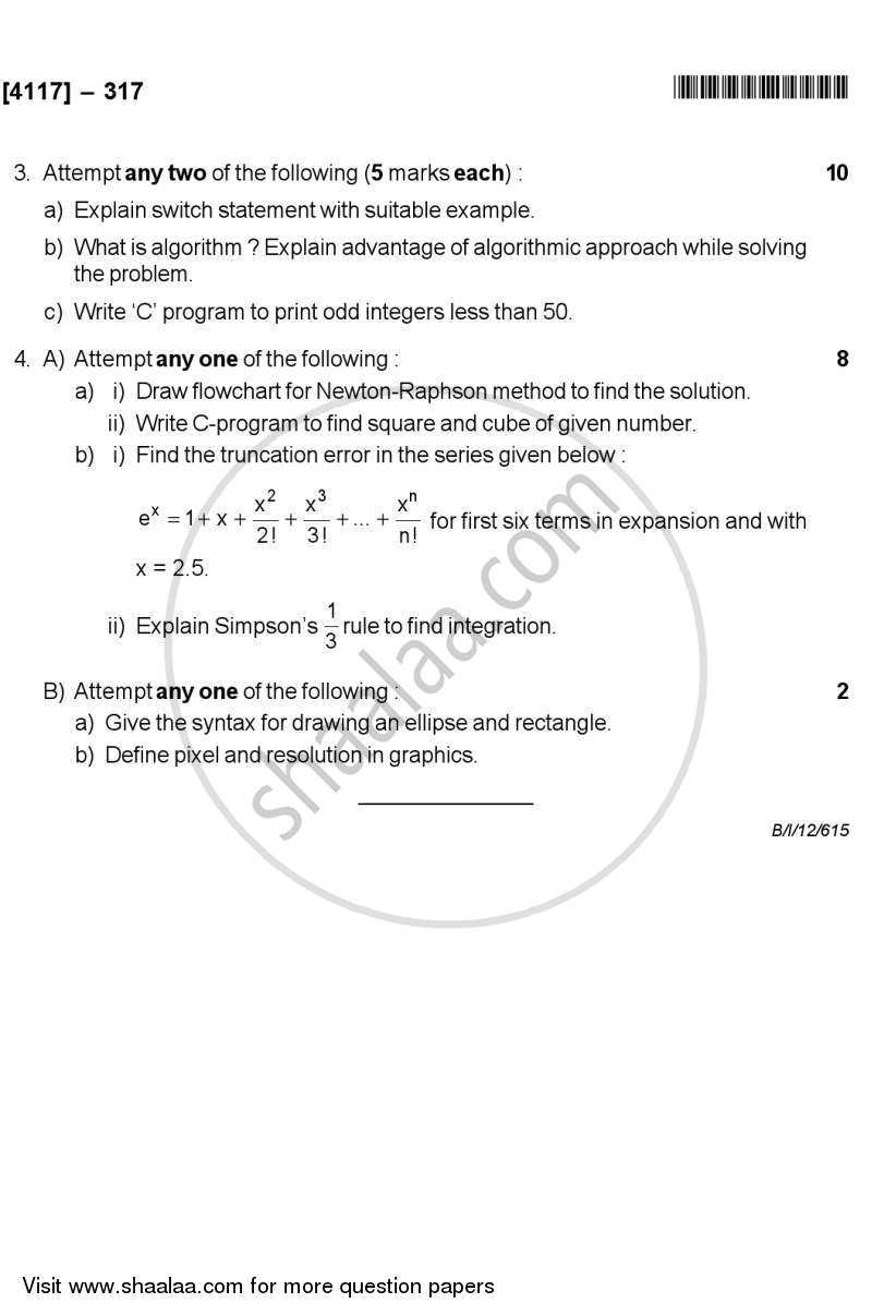 C Programming and Computational Physics 2012-2013 - B.Sc. - Semester 5 (TYBSc) - University of Pune question paper with PDF download