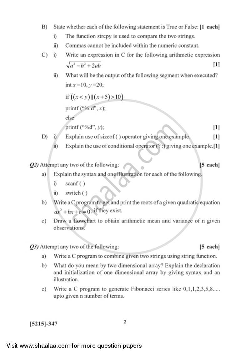 C Programming (Turbo C) 2017-2018 - B.Sc. - Semester 5 (TYBSc) - University of Pune question paper with PDF download