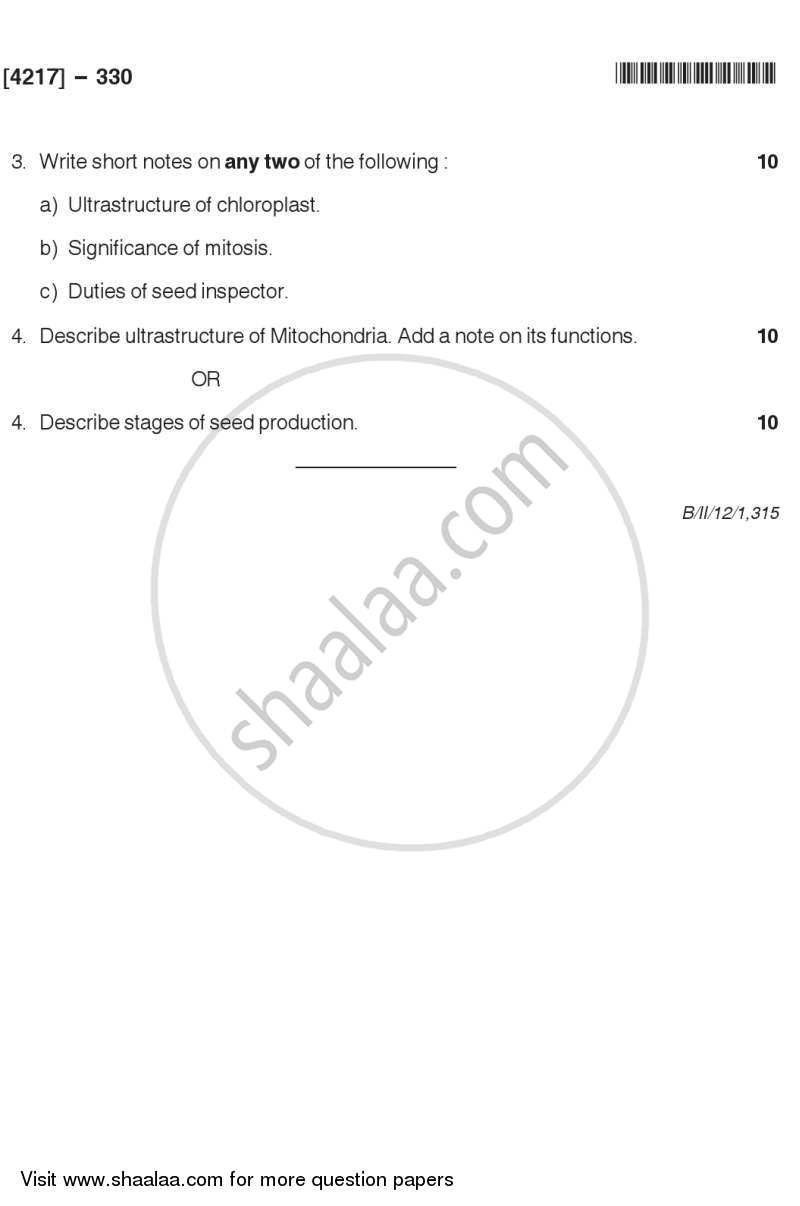 Cell Biology and Seed Technology 2012-2013 - B.Sc. - Semester 5 (TYBSc) - University of Pune question paper with PDF download