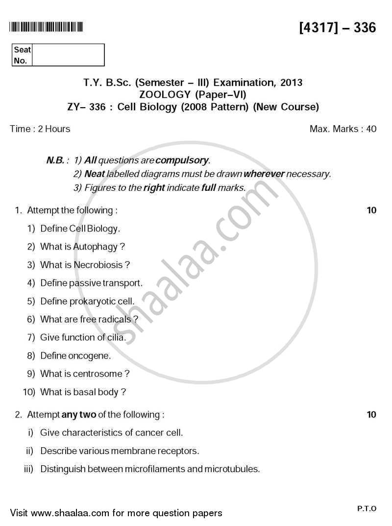 Cell Biology 2013-2014 - B.Sc. - Semester 5 (TYBSc) - University of Pune question paper with PDF download