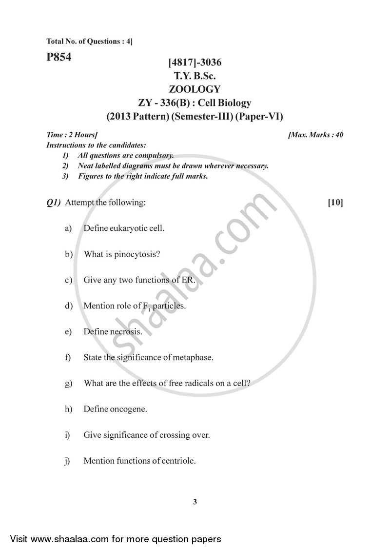 Cell Biology 2015-2016 - B.Sc. - Semester 5 (TYBSc) - University of Pune question paper with PDF download