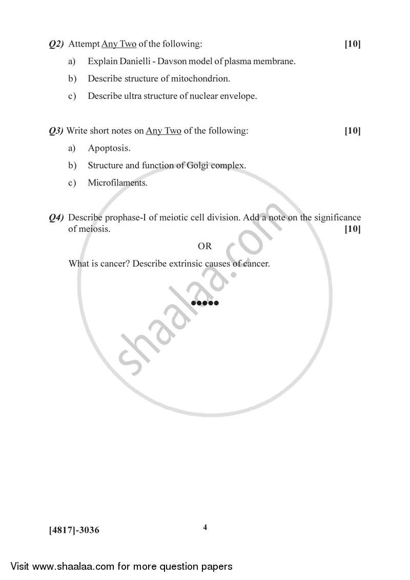 Cell Biology 2015-2016 - B.Sc. - Semester 5 (TYBSc) - University of Pune question paper with PDF download