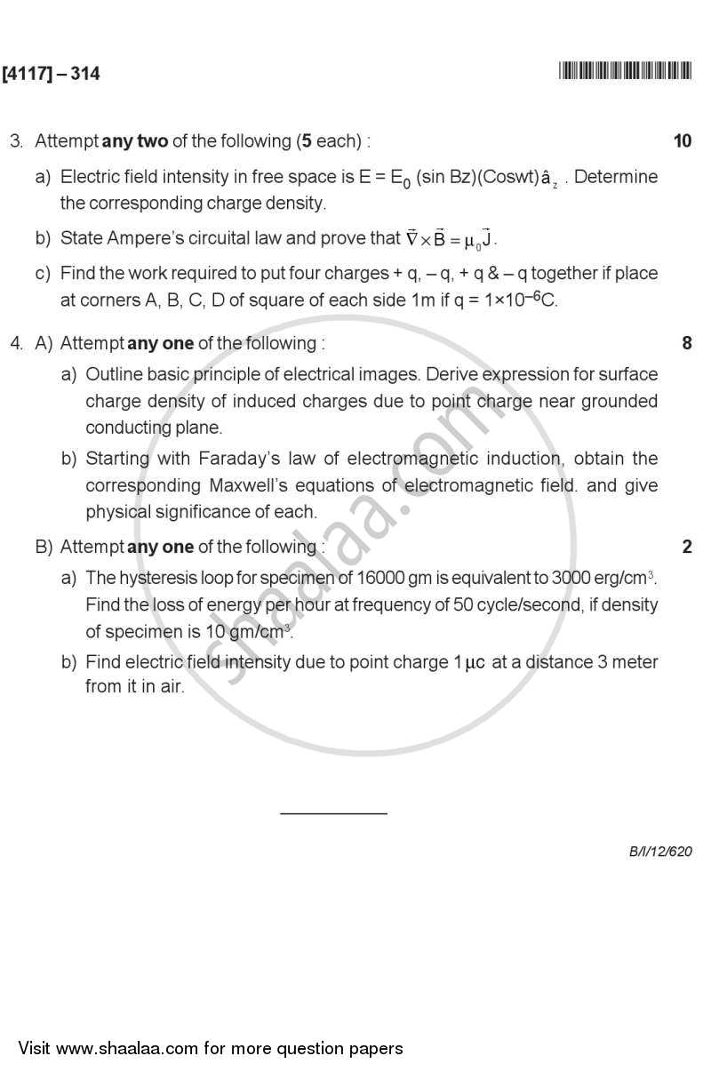 Classical Electrodynamics 2012-2013 - B.Sc. - Semester 5 (TYBSc) - University of Pune question paper with PDF download