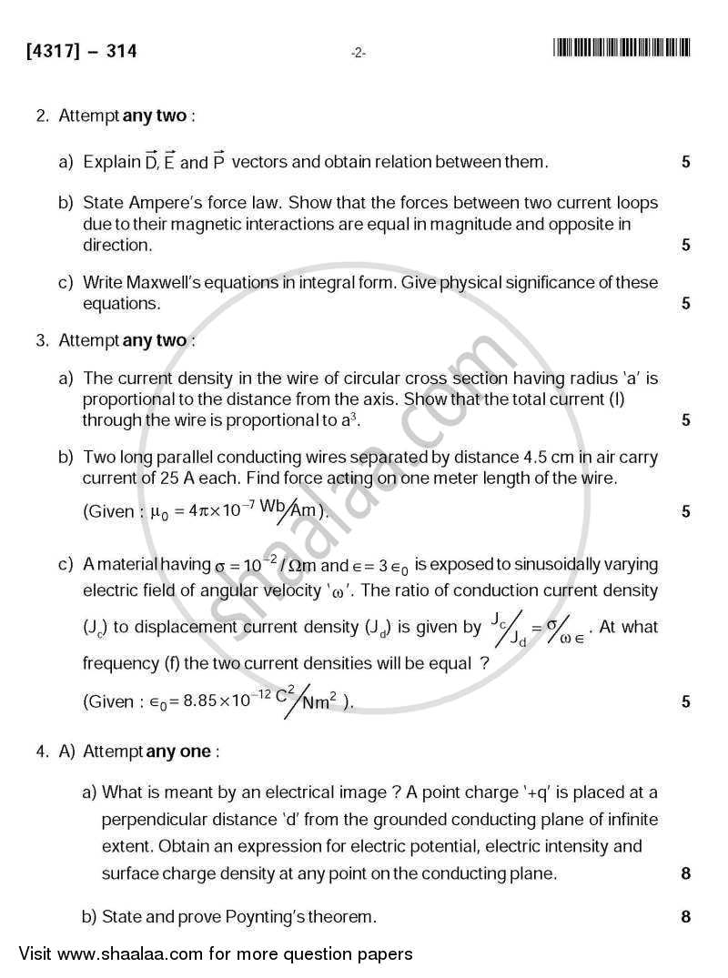 Classical Electrodynamics 2013-2014 - B.Sc. - Semester 5 (TYBSc) - University of Pune question paper with PDF download