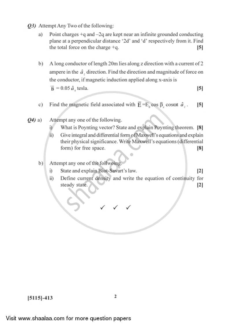 Classical Electrodynamics 2016-2017 - B.Sc. - Semester 6 (TYBSc) - University of Pune question paper with PDF download