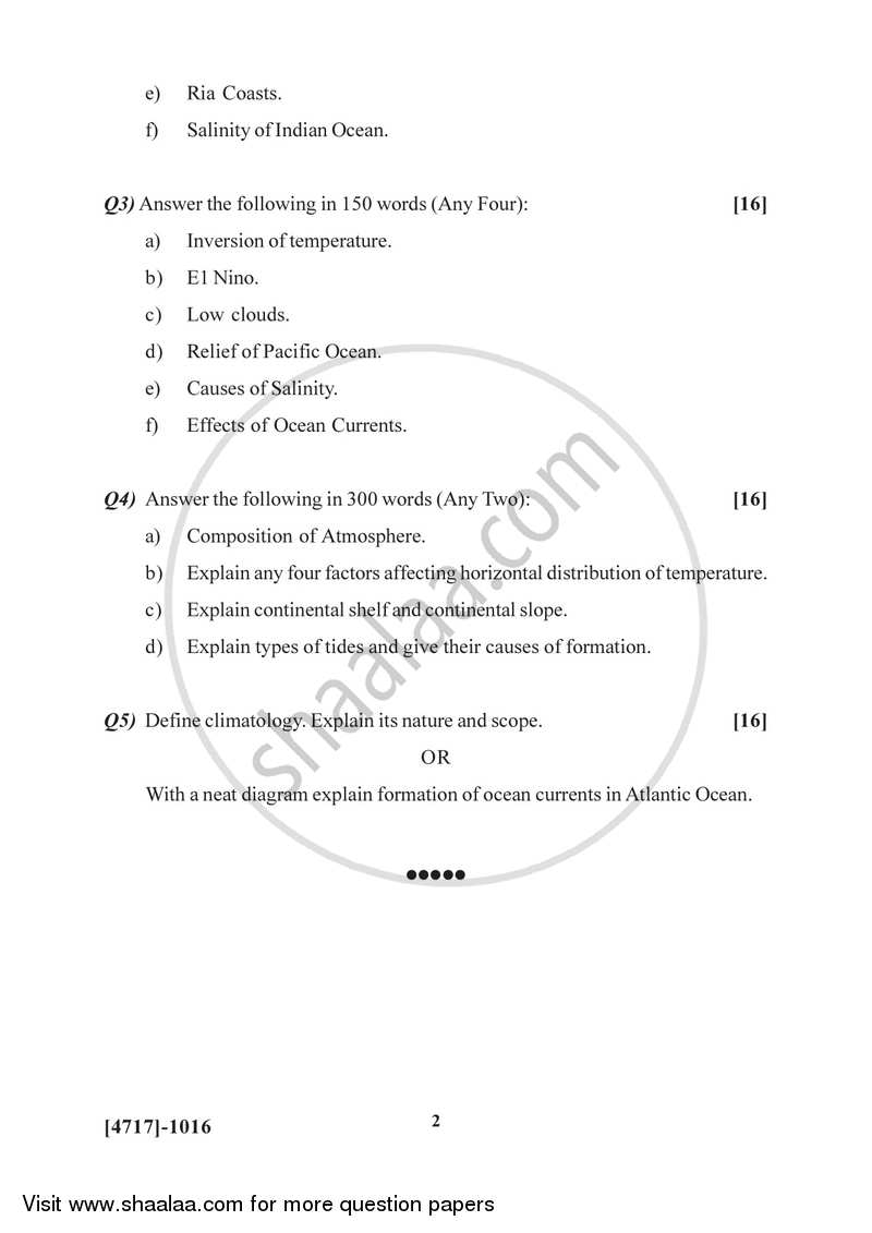 Climatology and Oceanography 2014-2015 - B.Sc. - Semester 2 (FYBSc) - University of Pune question paper with PDF download