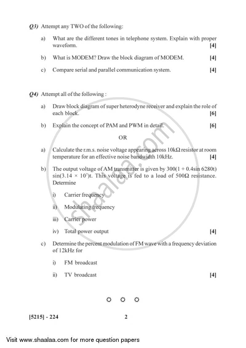 Communication Electronics 2017-2018 - B.Sc. - Semester 4 (SYBSc) - University of Pune question paper with PDF download