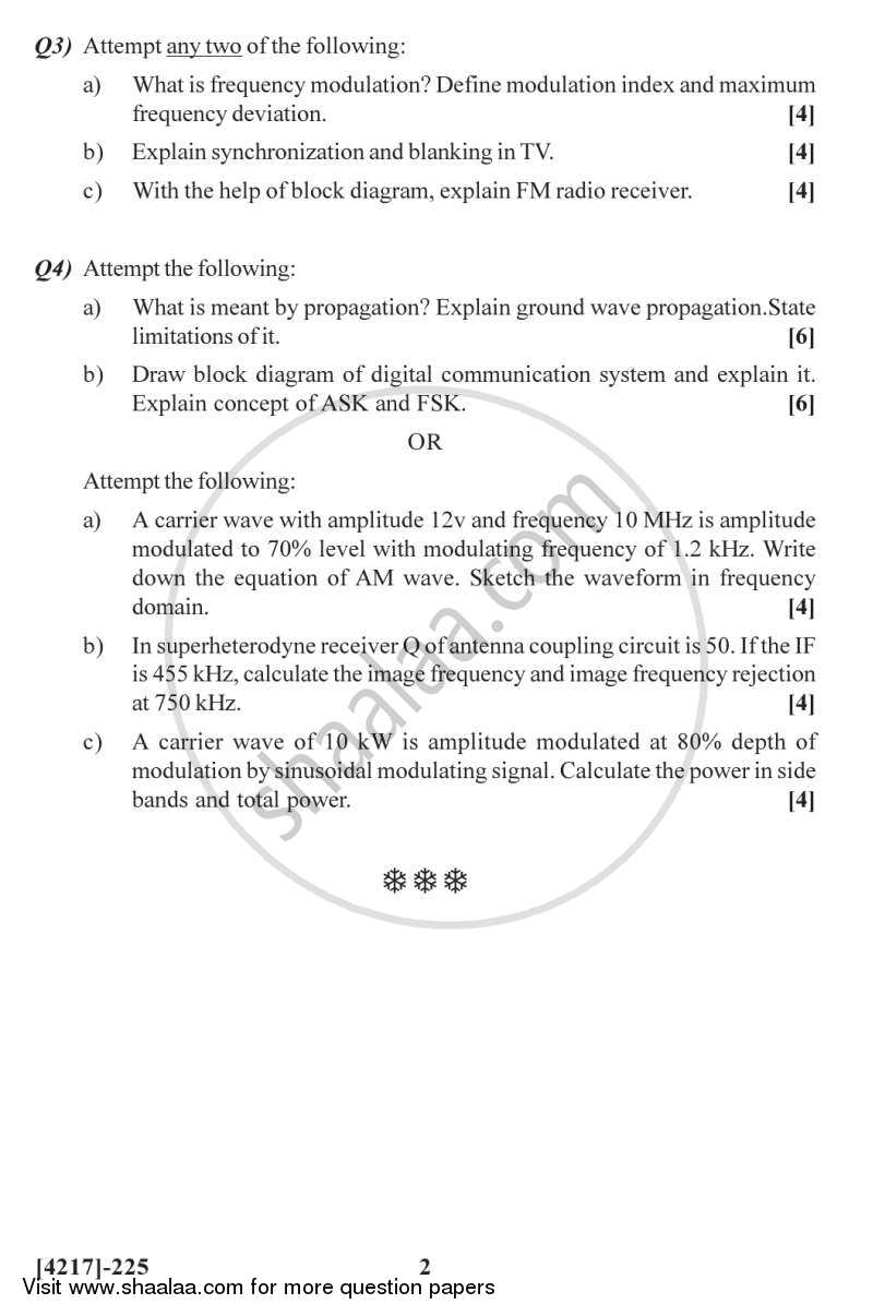 Communication System 2012-2013 - B.Sc. - Semester 4 (SYBSc) - University of Pune question paper with PDF download