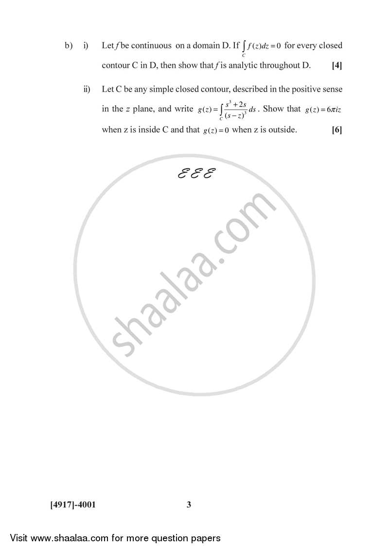 Complex Analysis 2015-2016 - B.Sc. - Semester 6 (TYBSc) - University of Pune question paper with PDF download