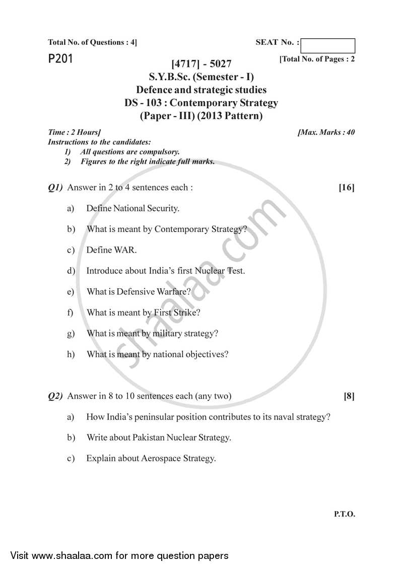 Contemporary Strategy 2014-2015 - B.Sc. - Semester 3 (SYBSc) - University of Pune question paper with PDF download