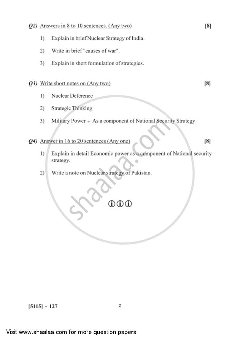 Contemporary Strategy 2016-2017 - B.Sc. - Semester 3 (SYBSc) - University of Pune question paper with PDF download