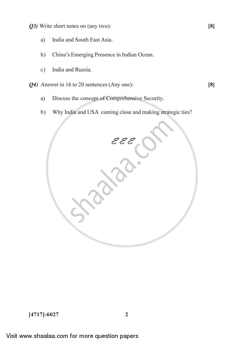 Contemporary World and Security 2014-2015 - B.Sc. - Semester 4 (SYBSc) - University of Pune question paper with PDF download