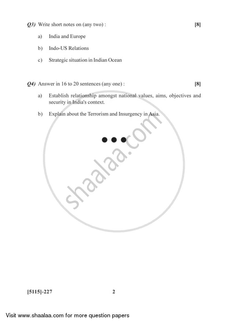 Contemporary World and Security 2016-2017 - B.Sc. - Semester 4 (SYBSc) - University of Pune question paper with PDF download