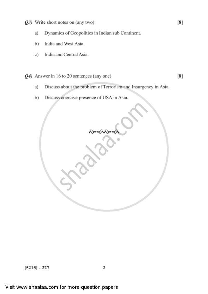 Contemporary World and Security 2017-2018 - B.Sc. - Semester 4 (SYBSc) - University of Pune question paper with PDF download