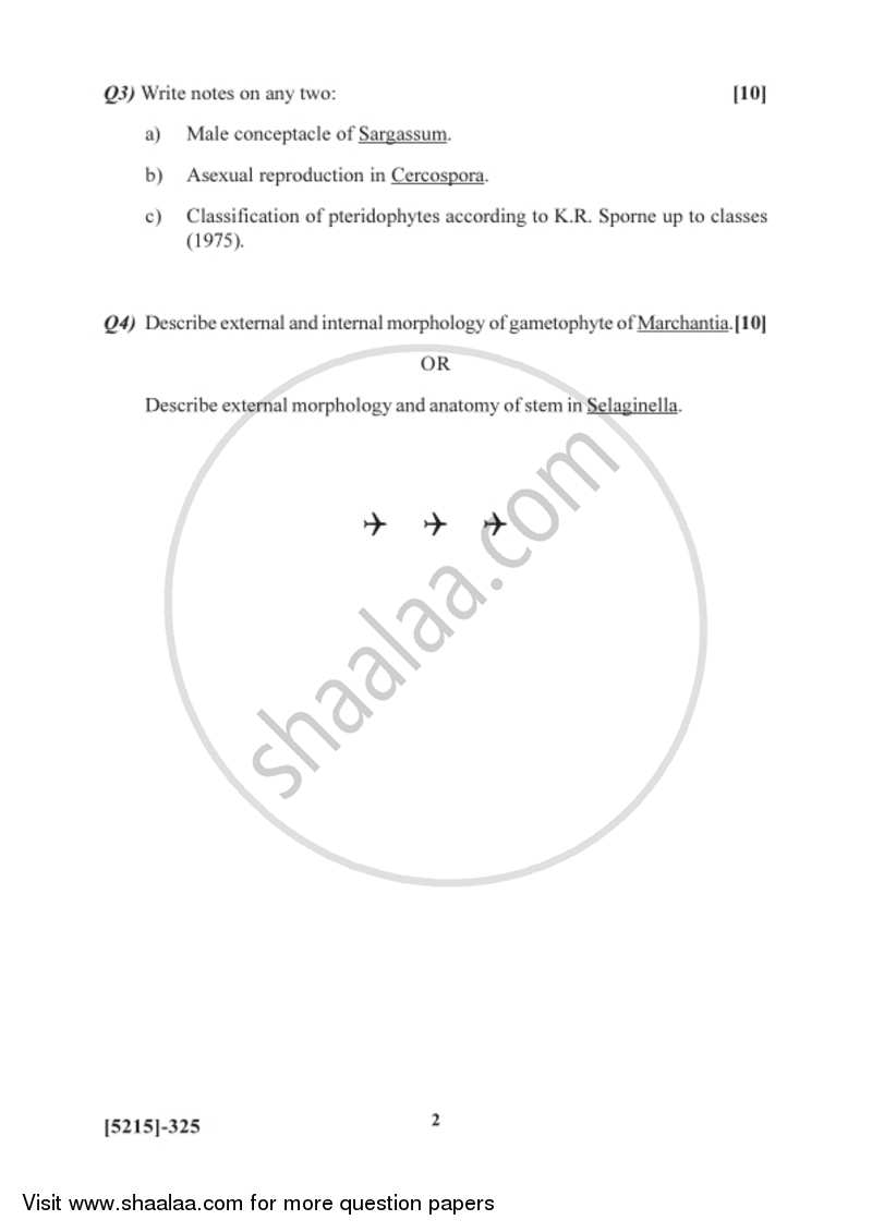 Cryptogamic Botany 2017-2018 - B.Sc. - Semester 5 (TYBSc) - University of Pune question paper with PDF download