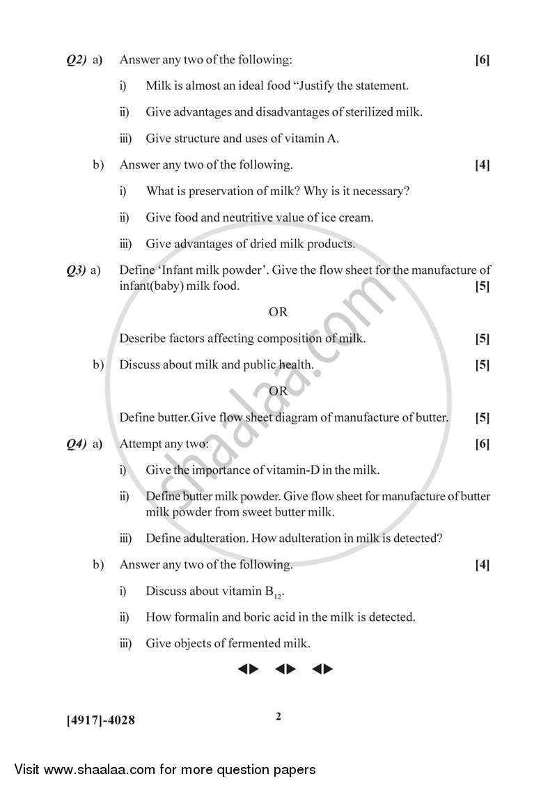 Dairy Chemistry 2015-2016 - B.Sc. - Semester 6 (TYBSc) - University of Pune question paper with PDF download