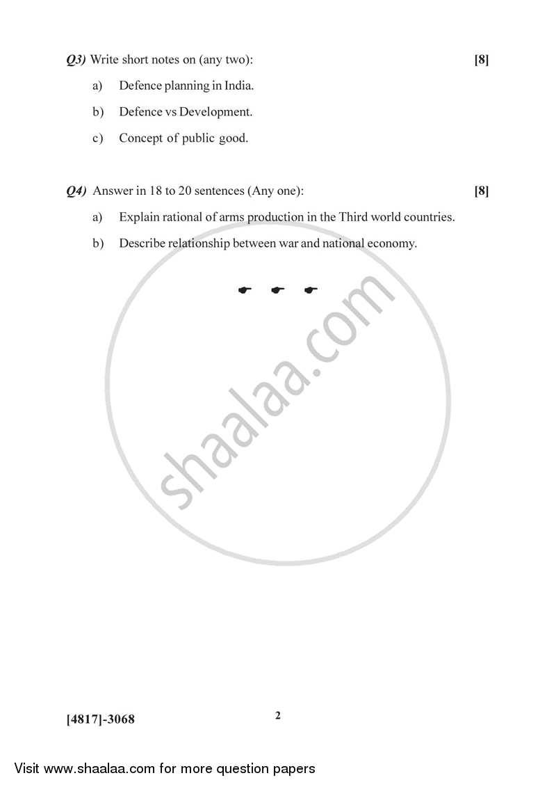 Defence Economics 2015-2016 - B.Sc. - Semester 5 (TYBSc) - University of Pune question paper with PDF download