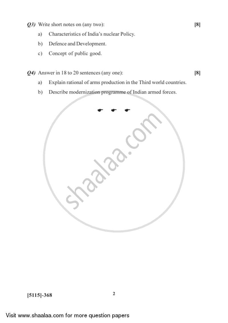 Defence Economics 2016-2017 - B.Sc. - Semester 5 (TYBSc) - University of Pune question paper with PDF download