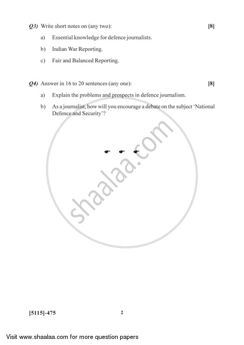 Defence Journalism and National Security 2016-2017 - B.Sc. - Semester 6 (TYBSc) - University of Pune question paper with PDF download