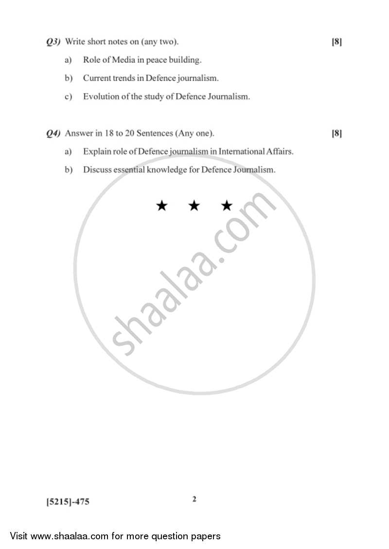 Defence Journalism and National Security 2017-2018 - B.Sc. - Semester 6 (TYBSc) - University of Pune question paper with PDF download