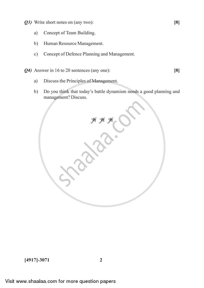 Defence Planning and Management in India 2015-2016 - B.Sc. - Semester 5 (TYBSc) - University of Pune question paper with PDF download