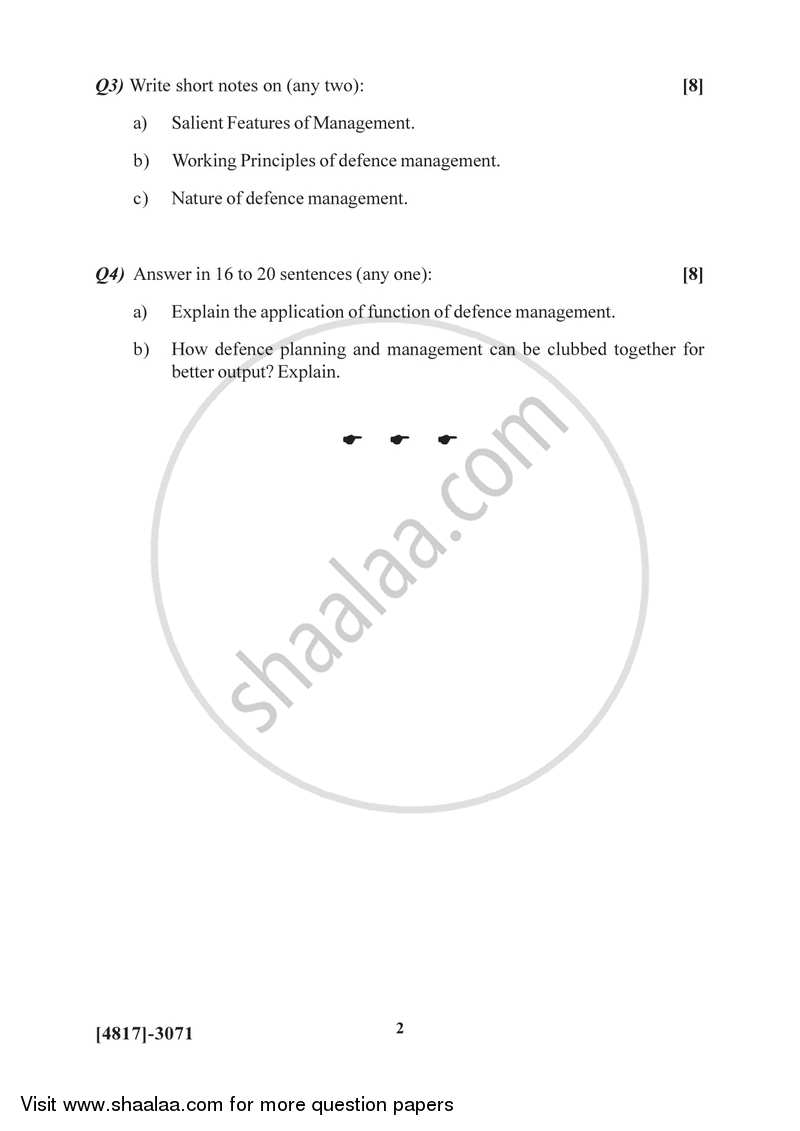 Defence Planning and Management in India 2015-2016 - B.Sc. - Semester 5 (TYBSc) - University of Pune question paper with PDF download