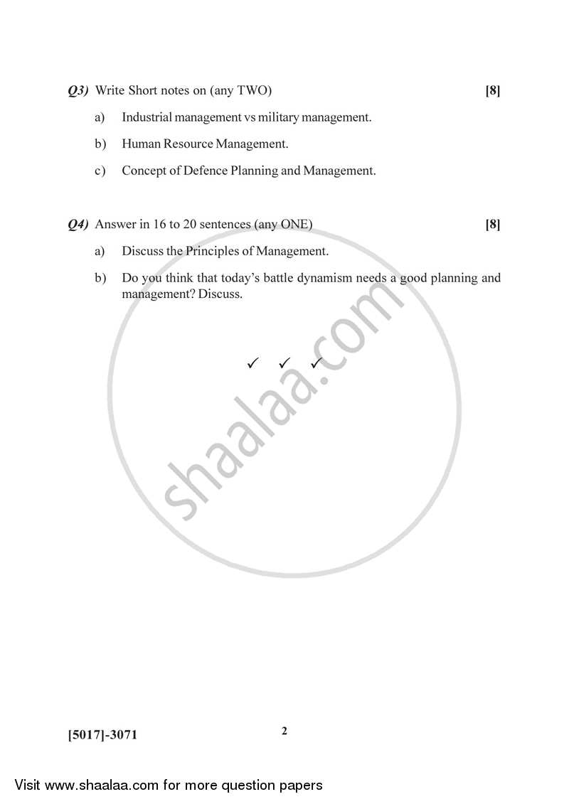 Defence Planning and Management in India 2016-2017 - B.Sc. - Semester 5 (TYBSc) - University of Pune question paper with PDF download