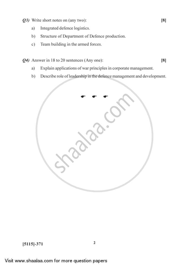 Defence Planning and Management in India 2016-2017 - B.Sc. - Semester 5 (TYBSc) - University of Pune question paper with PDF download