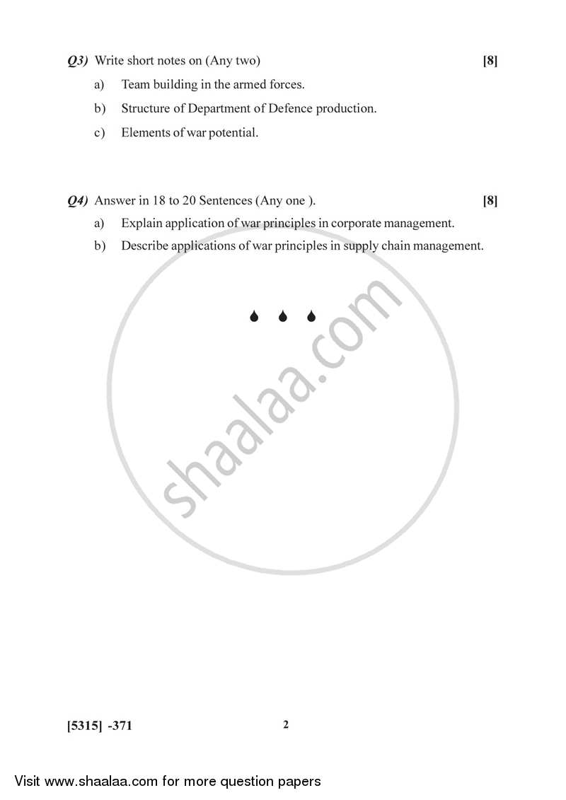 Defence Planning and Management in India 2017-2018 - B.Sc. - Semester 5 (TYBSc) - University of Pune question paper with PDF download