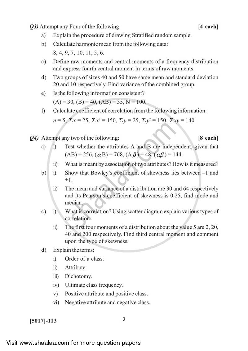 Descriptive Statistics 2016-2017 - B.Sc. - Semester 2 (FYBSc) - University of Pune question paper with PDF download