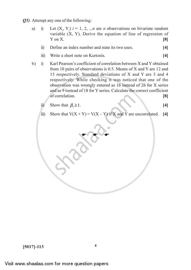 Descriptive Statistics 2016-2017 - B.Sc. - Semester 2 (FYBSc) - University of Pune question paper with PDF download