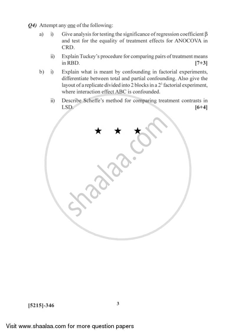 Design of Experiments 2017-2018 - B.Sc. - Semester 5 (TYBSc) - University of Pune question paper with PDF download