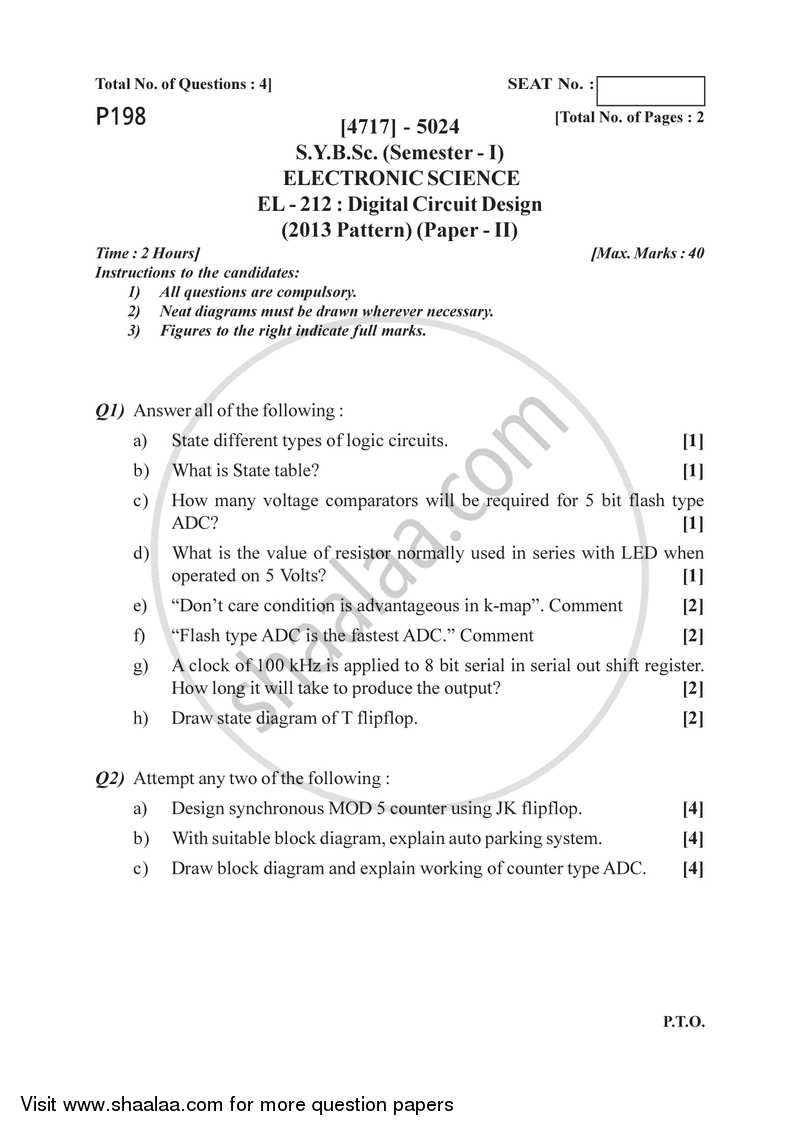 Digital Circuit Design 2014-2015 - B.Sc. - Semester 3 (SYBSc) - University of Pune question paper with PDF download