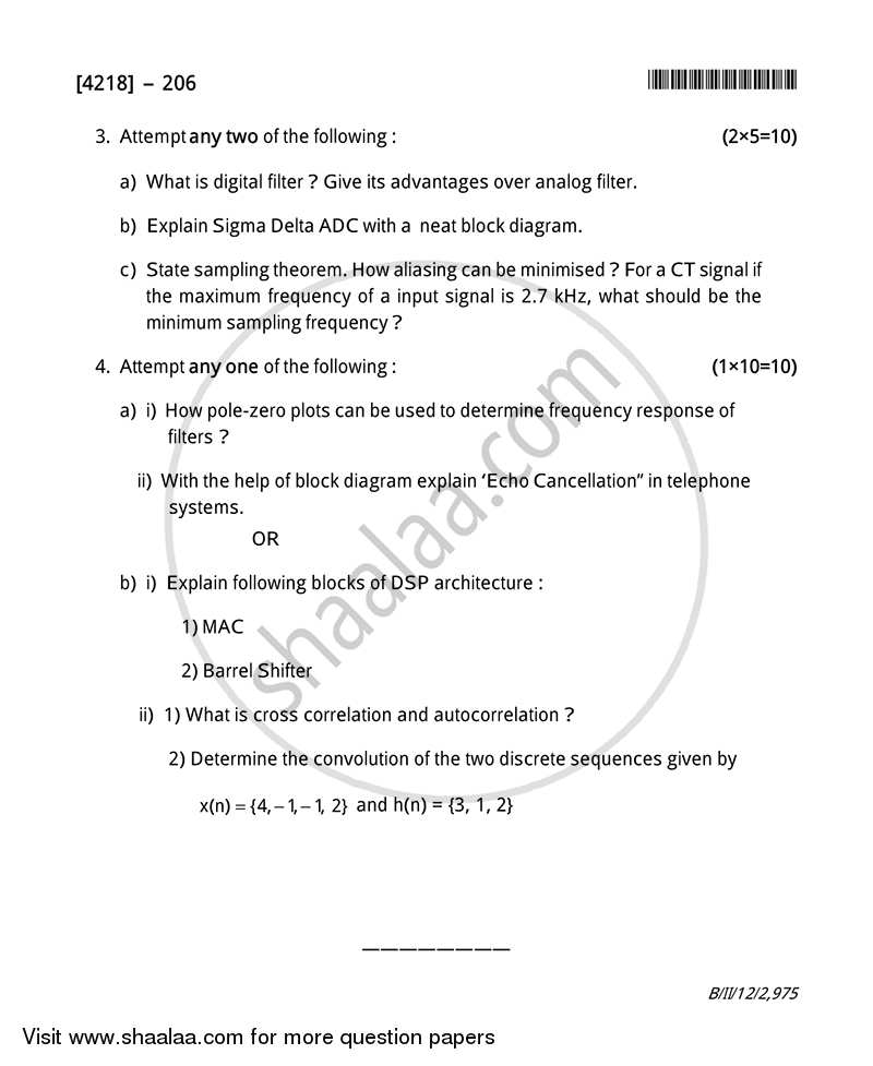 Digital Signal Processing 2012-2013 - B.Sc. - Semester 4 (SYBSc) - University of Pune question paper with PDF download