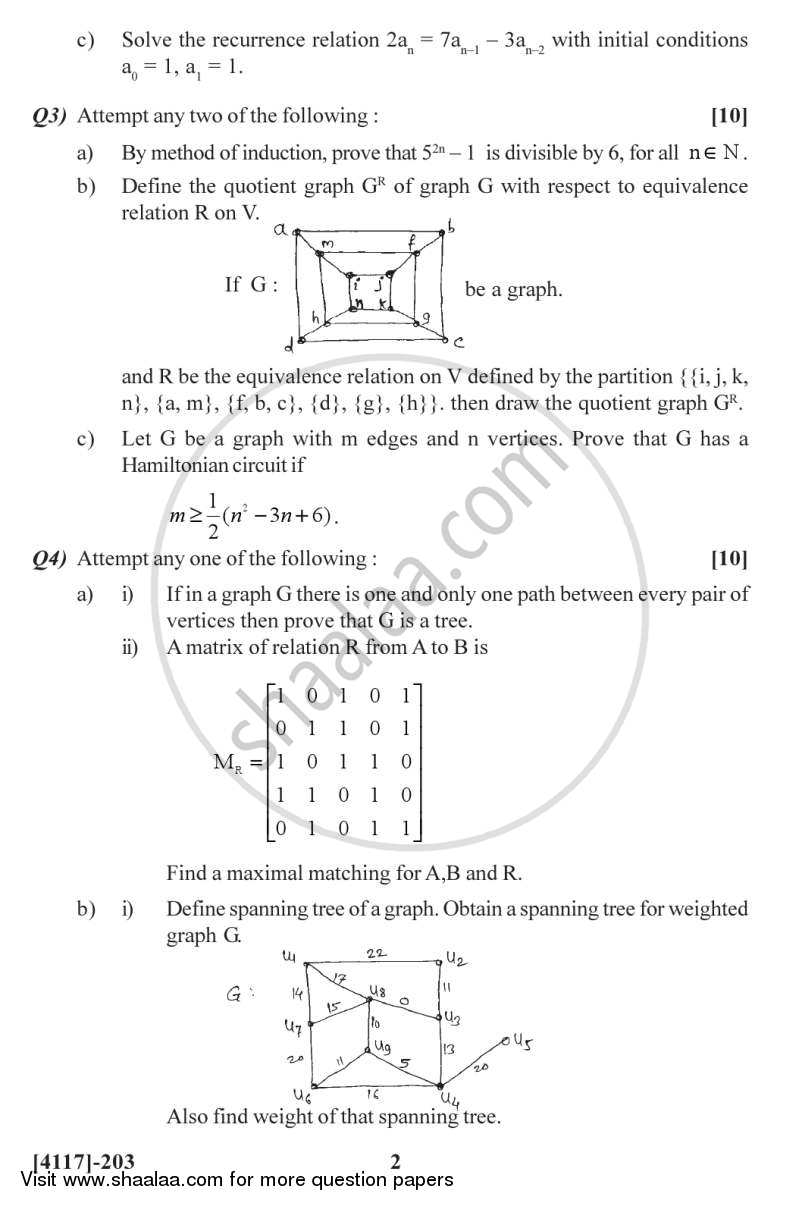 Discrete Mathematics 2012-2013 - B.Sc. - Semester 4 (SYBSc) - University of Pune question paper with PDF download