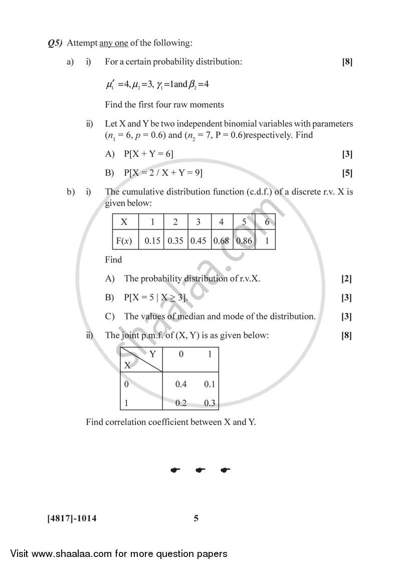 Discrete Probability and Probability Distributions 2015-2016 - B.Sc. - Semester 2 (FYBSc) - University of Pune question paper with PDF download